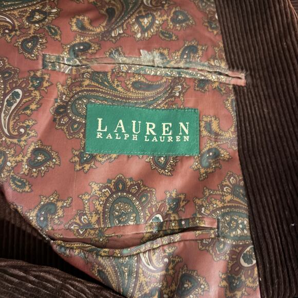 Vintage Ralph Lauren Corduroy Jacket Smoking Academic Dark Brown 44 - Picture 9 of 9